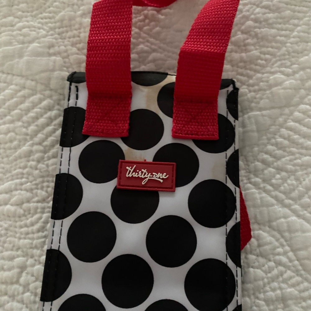 Thirty One Black Polka Dot Insulated Wine Carrier